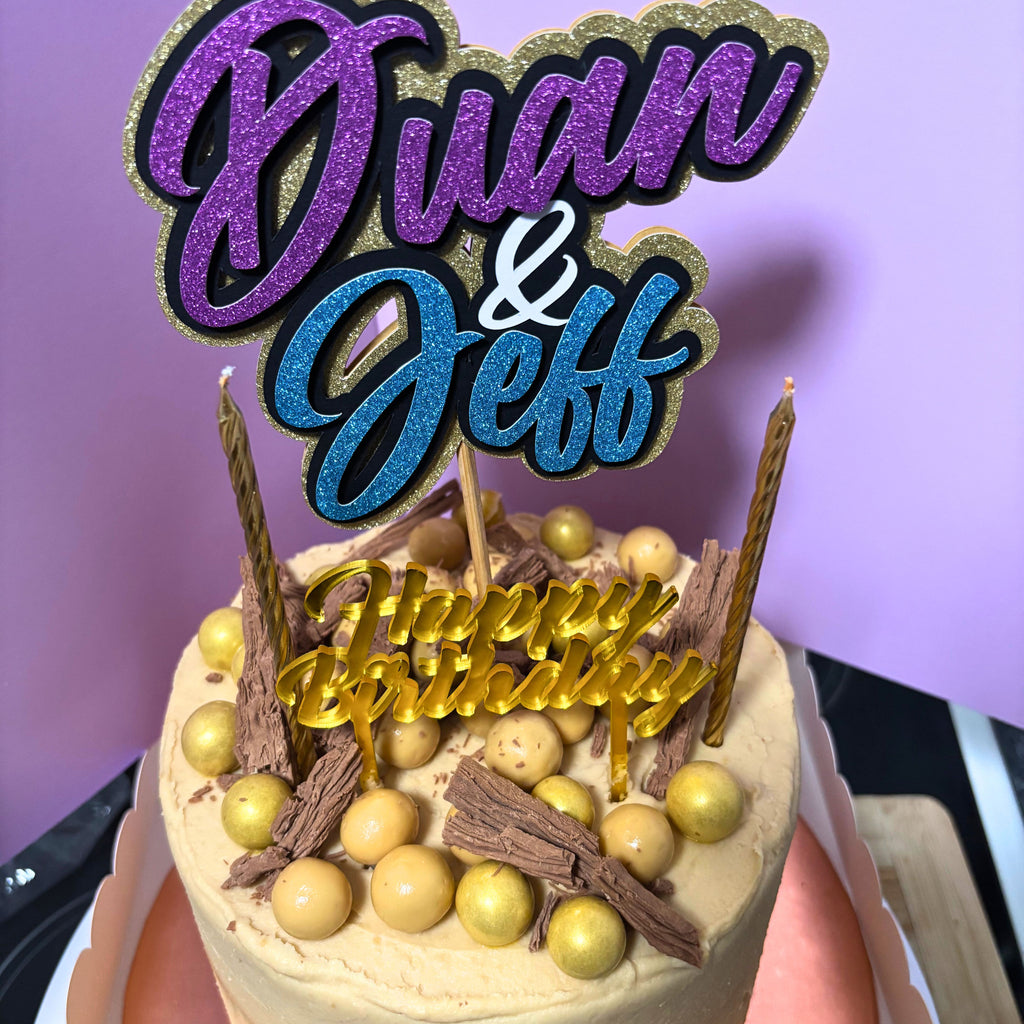 2 Name Birthday Cake Topper CUSTOM