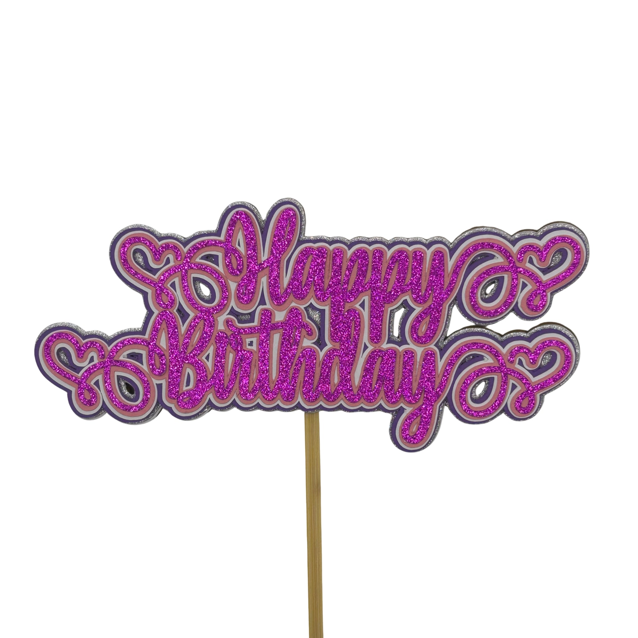 Happy Birthday Hearts Cake Topper