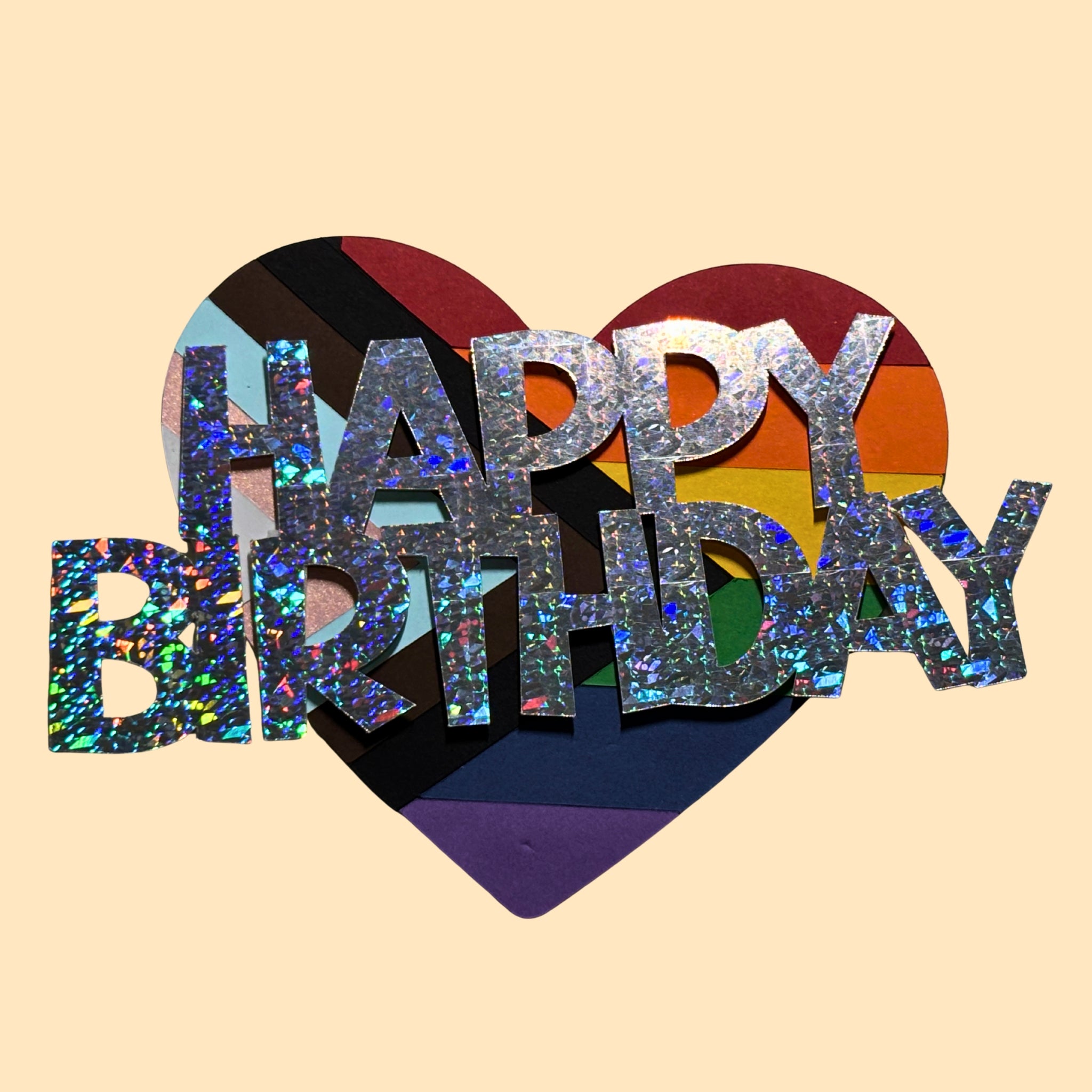 "Happy Birthday Pride Heart" Cake Topper