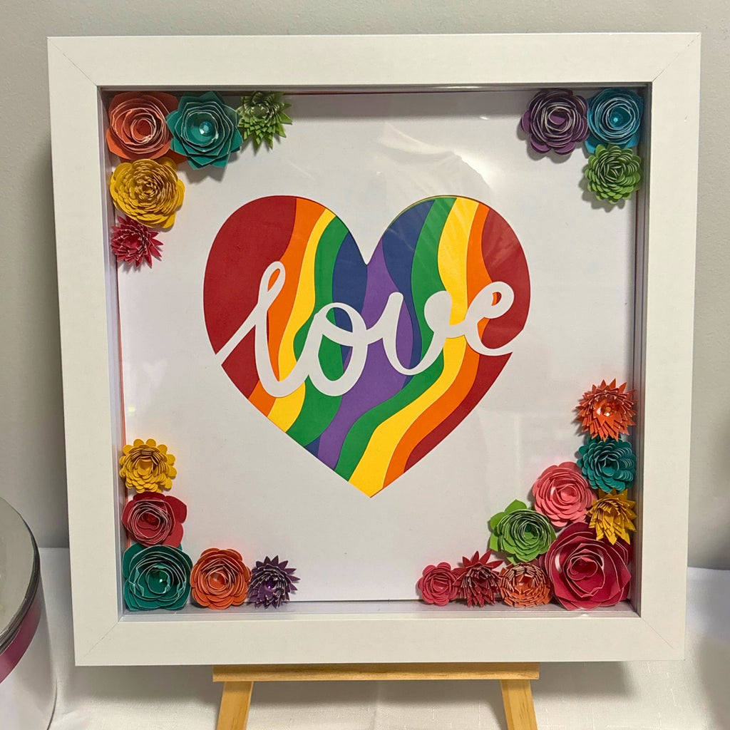 "Rainbow Heart - Love" Shadow Box