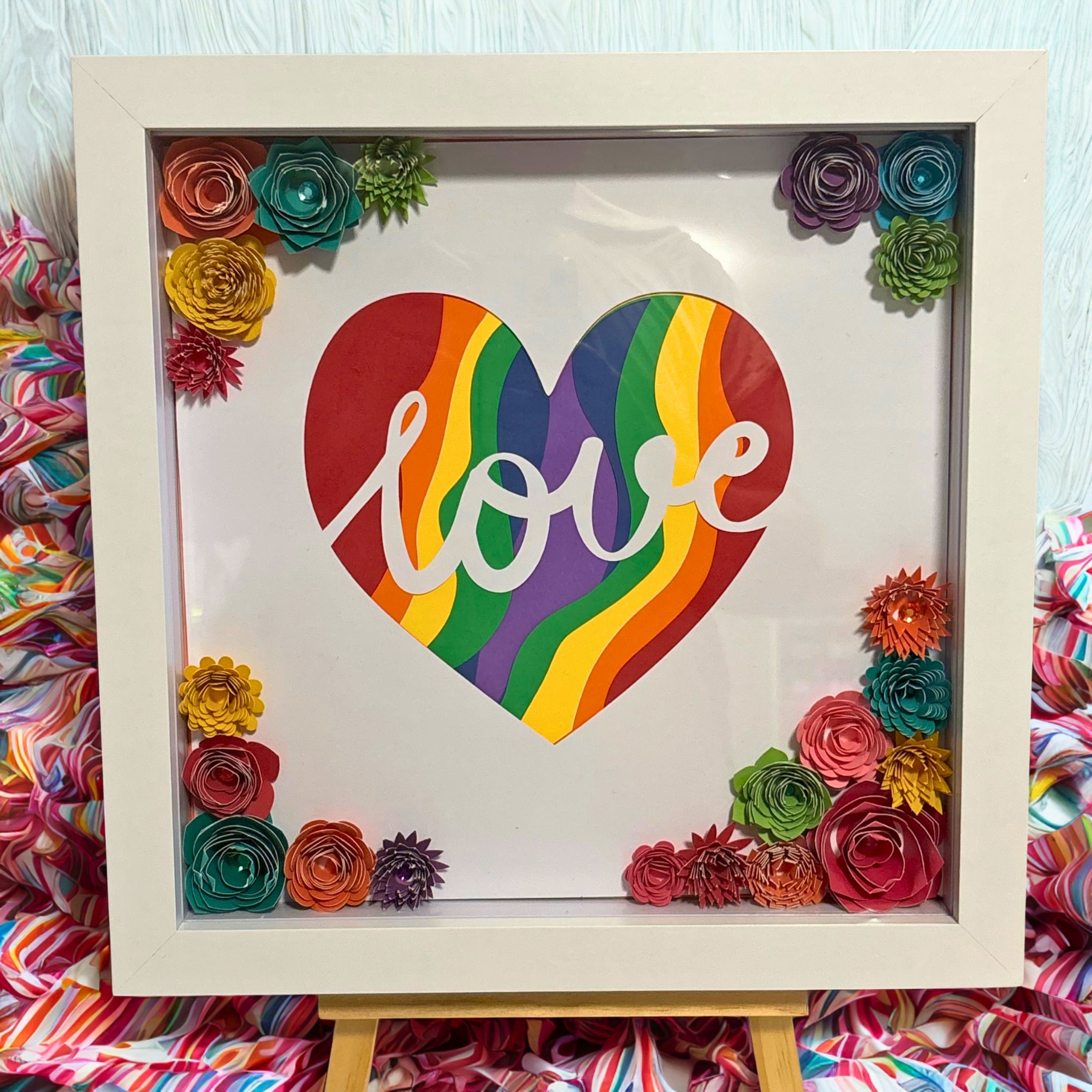 "Rainbow Heart - Love" Shadow Box